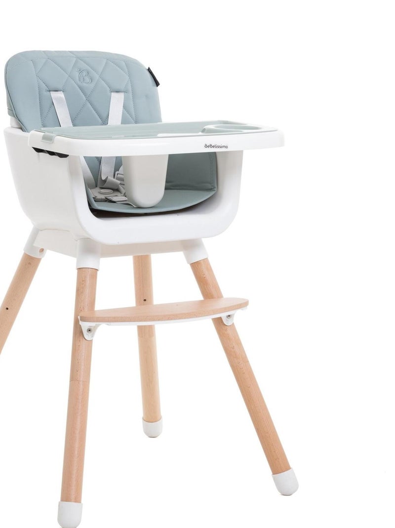 Chaise Haute bébé - Évolutive - Réglable - en Bois - 2 en 1 – 6 mois jusqu’à 5 ans - vert Vert - Kiabi