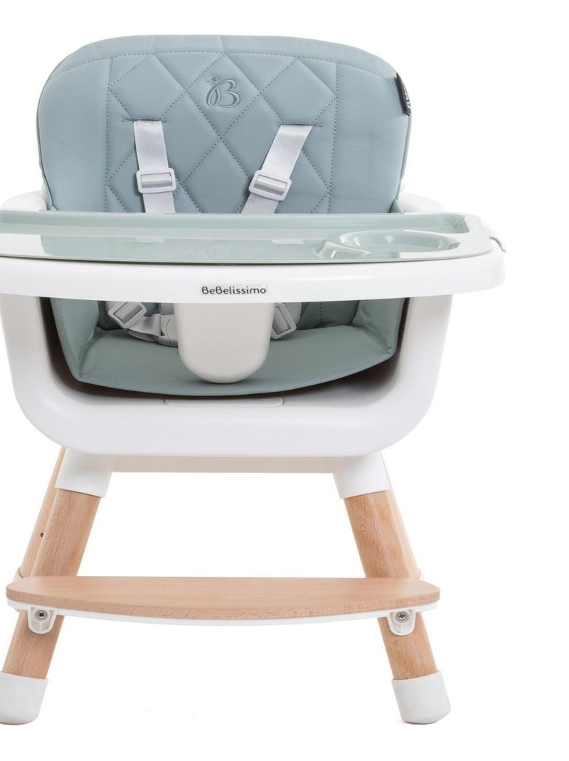 Chaise Haute bébé - Évolutive - Réglable - en Bois - 2 en 1 – 6 mois jusqu’à 5 ans - vert Vert - Kiabi