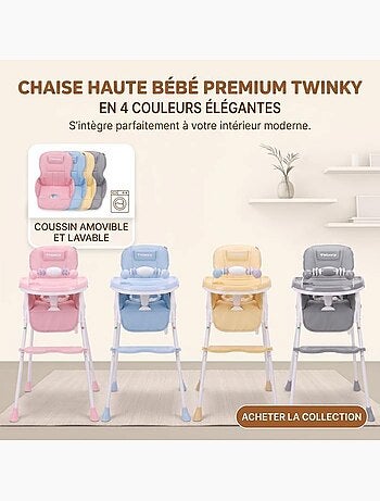 Chaise haute bébé - évolutive 3 en 1 pliable et réglable - twinky