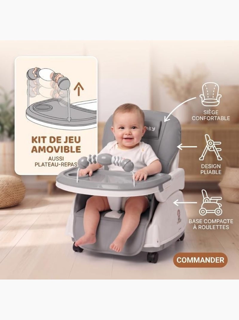 Chaise haute bébé - évolutive 3 en 1 pliable et réglable - twinky Gris - Kiabi