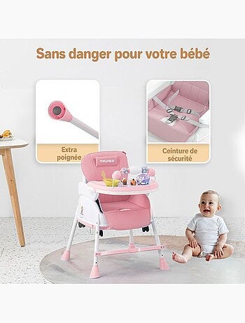 Chaise haute bébé - évolutive 3 en 1 pliable et réglable - twinky