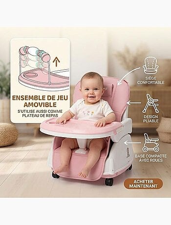 Chaise haute bébé - évolutive 3 en 1 pliable et réglable - twinky