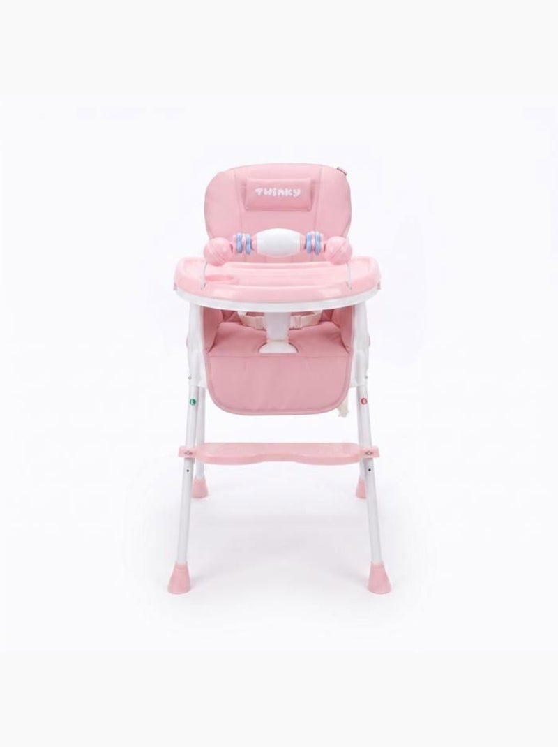 Chaise haute bébé - évolutive 3 en 1 pliable et réglable - twinky Rose - Kiabi
