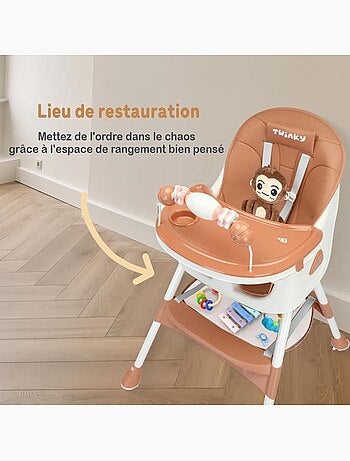 Chaise haute bébé - maxi évolutive 3 en 1 pliable - twinky