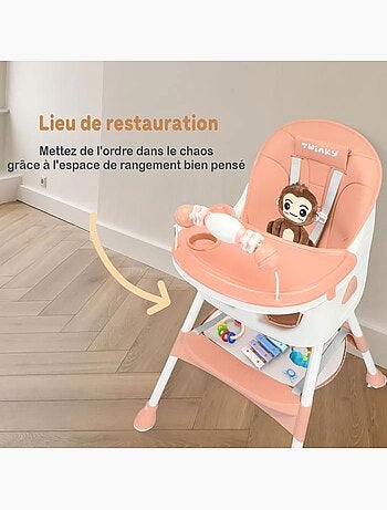 Chaise haute bébé - maxi évolutive 3 en 1 pliable - twinky