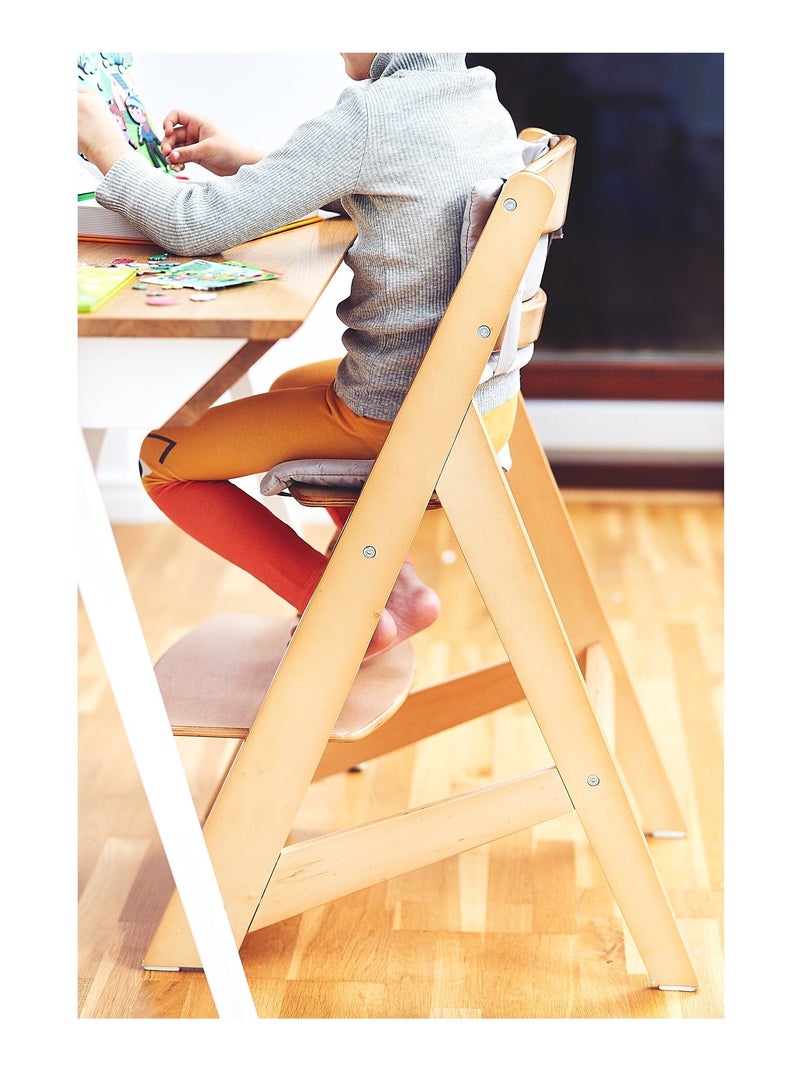 Chaise Haute Bébé +6 mois ÉVOLUTIVE, 12 Réglages du Siège Table Amovible Coussins Ceinture 3 points Beige clair - Kiabi