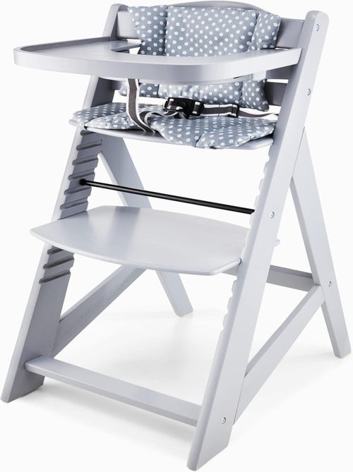 Chaise Haute Bébé +6 mois ÉVOLUTIVE, 12 Réglages, Table amovible, Coussins, Ceinture 3 points - Kiabi
