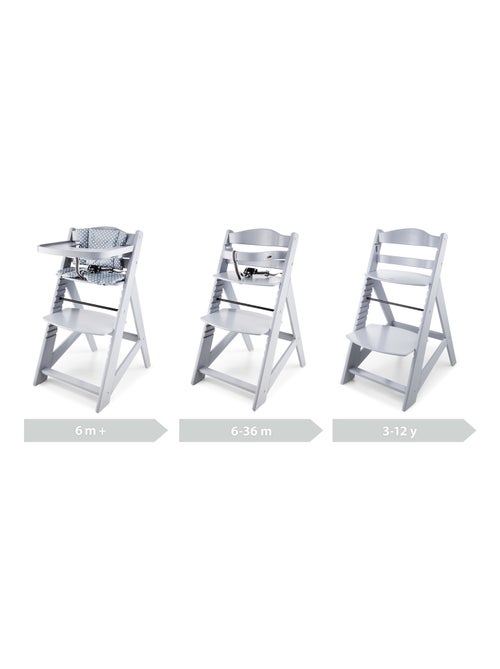 Chaise Haute Bébé +6 mois ÉVOLUTIVE, 12 Réglages, Table amovible, Coussins, Ceinture 3 points - Kiabi