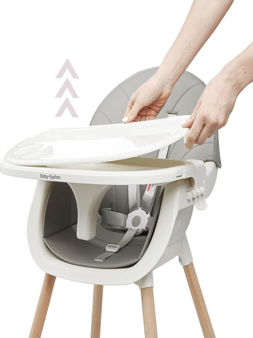 Chaise Haute Bébé +6 mois Évolutive, Chaise Enfant en Bois, 2 niveaux, poids max 25 Kg - Kiabi