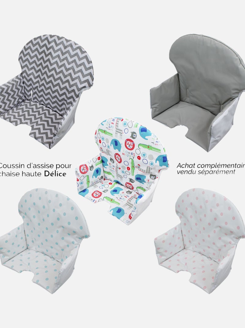 Chaise haute bébé, enfant, réglable hauteur et tablette - Délice - Monsieur Bébé Blanc - Kiabi