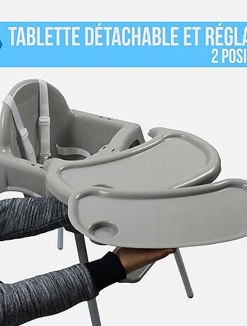 Chaise haute bébé, enfant, réglable hauteur et tablette - Délice - Monsieur Bébé