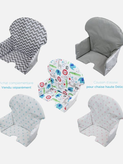 Chaise haute bébé, enfant, réglable hauteur et tablette - Délice Gris - Monsieur Bébé - Kiabi