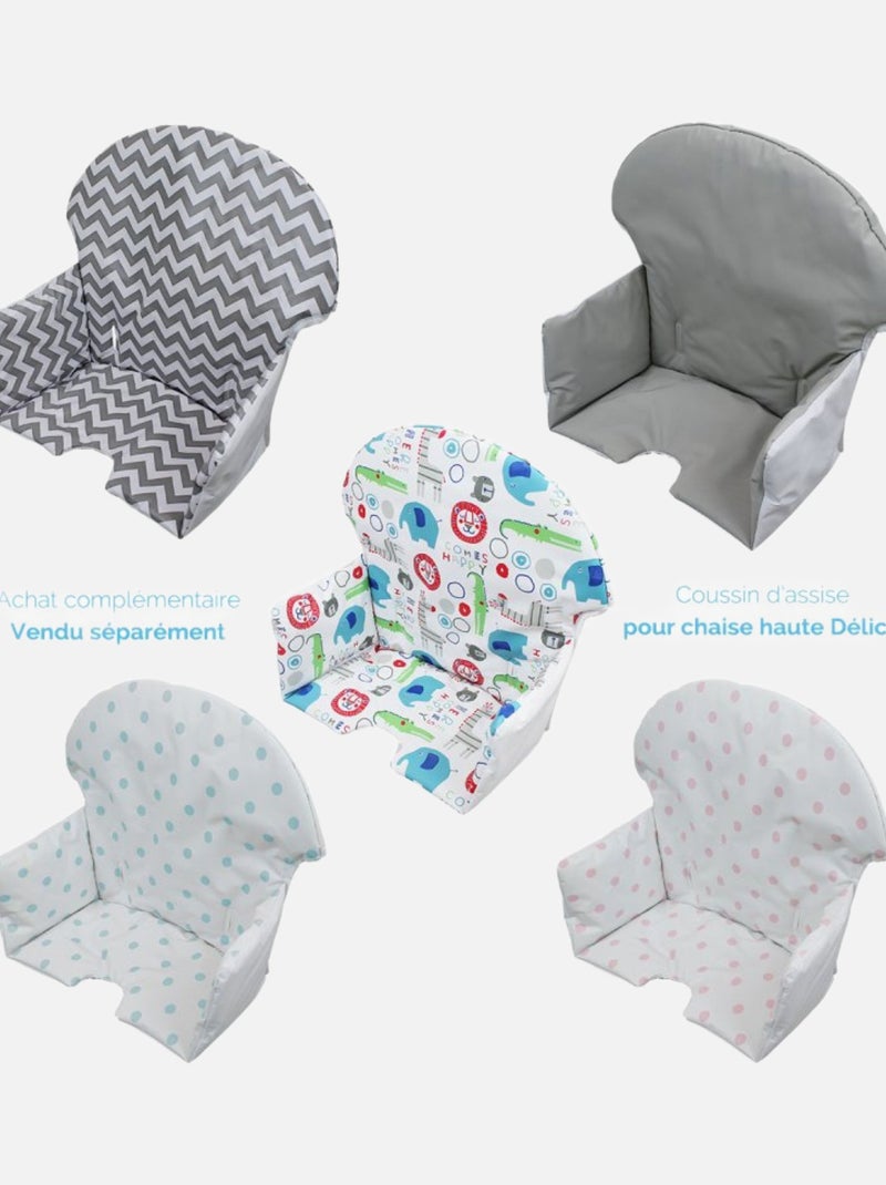 Chaise haute bébé, enfant, réglable hauteur et tablette - Délice Gris - Monsieur Bébé Gris - Kiabi