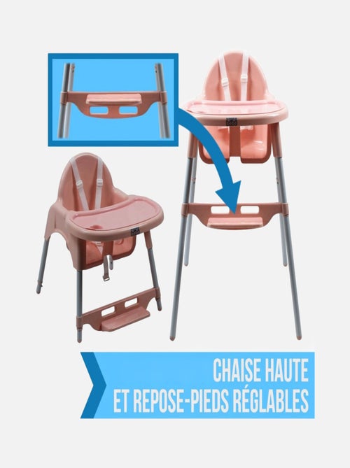 Chaise haute bébé, enfant, réglable hauteur et tablette - Délice Gris - Monsieur Bébé - Kiabi