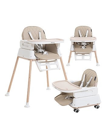 Chaise Haute Bébé Evolutive - Réglable - dès 6 mois jusqu’à 20kg – 5 modes - beige