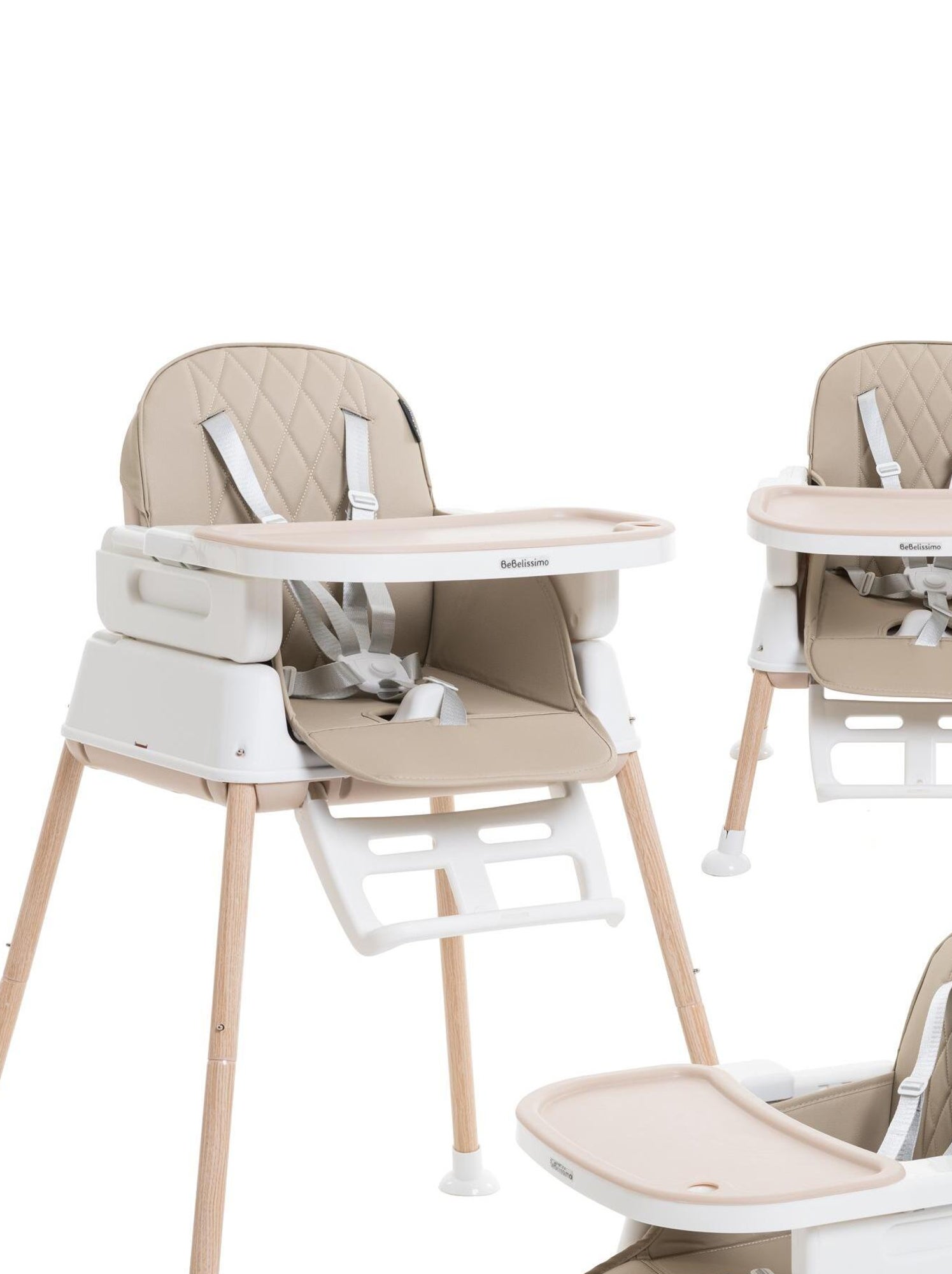 Chaise Haute Bébé 4-en-1 évolutive - Pliable, Réglable, Avec Plateau Et Roulettes - Pour 6 Mois à 4 Ans (Beige)