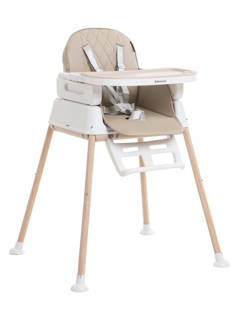 Chaise Haute Bébé Evolutive - Réglable - dès 6 mois jusqu’à 20kg – 5 modes - beige Beige - Kiabi