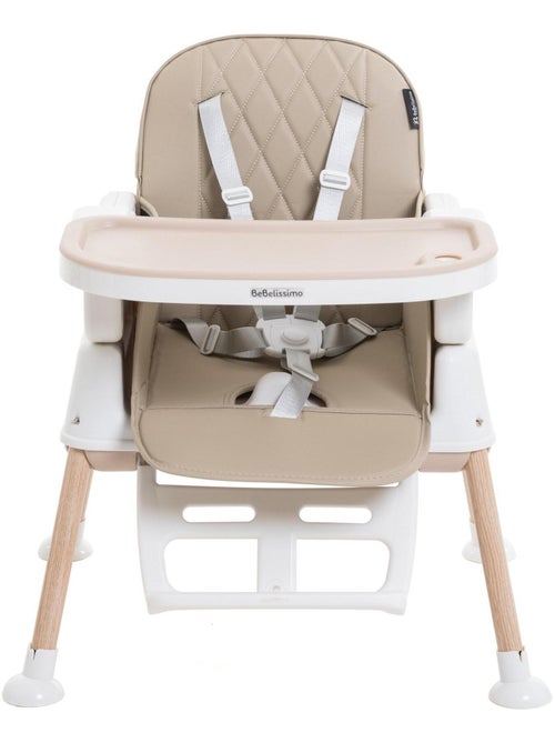 Chaise Haute Bébé Evolutive - Réglable - dès 6 mois jusqu’à 20kg – 5 modes - beige - Kiabi