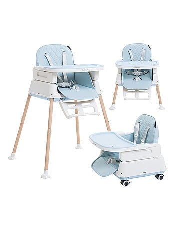 Chaise Haute Bébé Evolutive - Réglable - dès 6 mois jusqu’à 20kg – 5 modes - bleu claire