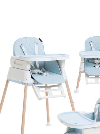 Chaise Haute Bébé Evolutive - Réglable - dès 6 mois jusqu’à 20kg – 5 modes - bleu claire