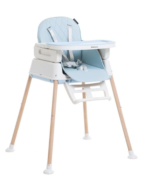 Chaise Haute Bébé Evolutive - Réglable - dès 6 mois jusqu’à 20kg – 5 modes - bleu claire - Kiabi