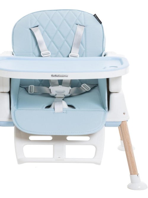 Chaise Haute Bébé Evolutive - Réglable - dès 6 mois jusqu’à 20kg – 5 modes - bleu claire - Kiabi