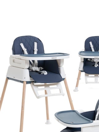 Chaise Haute Bébé Evolutive - Réglable - dès 6 mois jusqu’à 20kg – 5 modes - bleu foncé