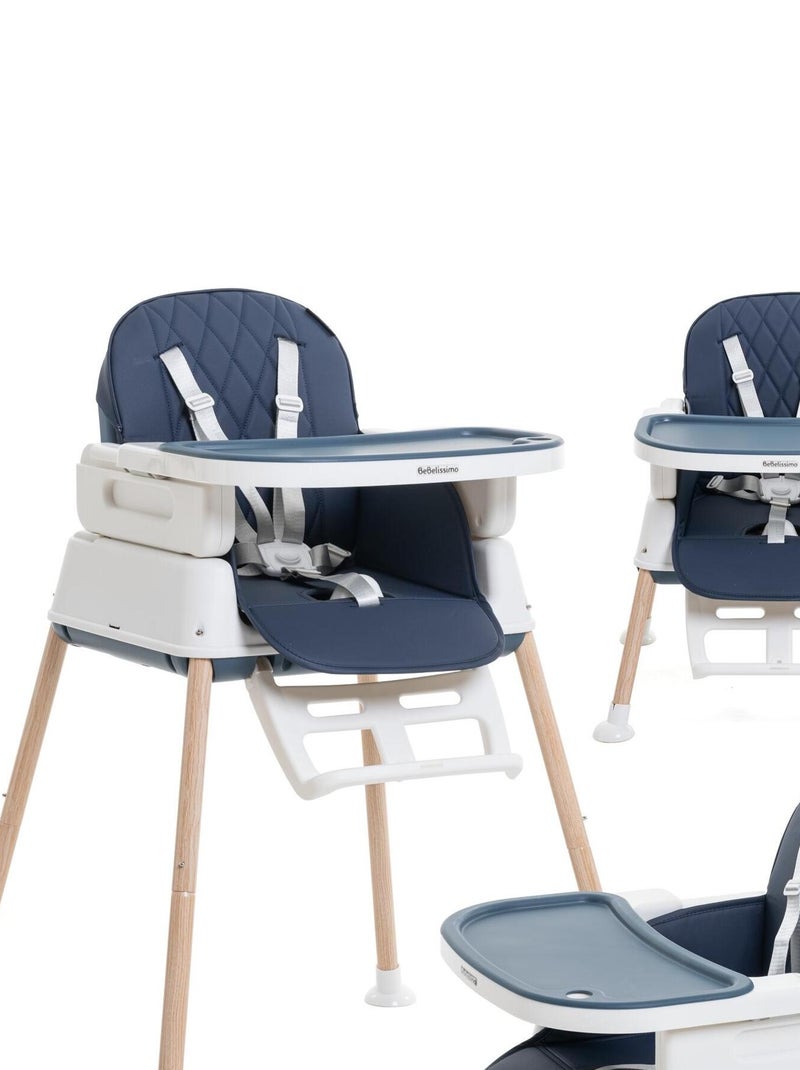 Chaise Haute Bébé Evolutive - Réglable - dès 6 mois jusqu’à 20kg – 5 modes - bleu foncé Bleu foncé - Kiabi