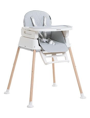 Chaise Haute Bébé Evolutive - Réglable - dès 6 mois jusqu’à 20kg – 5 modes - gris