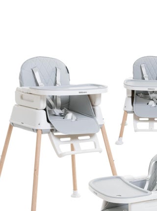 Chaise Haute Bébé Evolutive - Réglable - dès 6 mois jusqu’à 20kg – 5 modes - gris