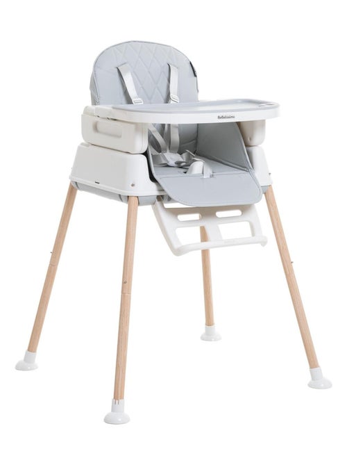 Chaise Haute Bébé Evolutive - Réglable - dès 6 mois jusqu’à 20kg – 5 modes - gris - Kiabi