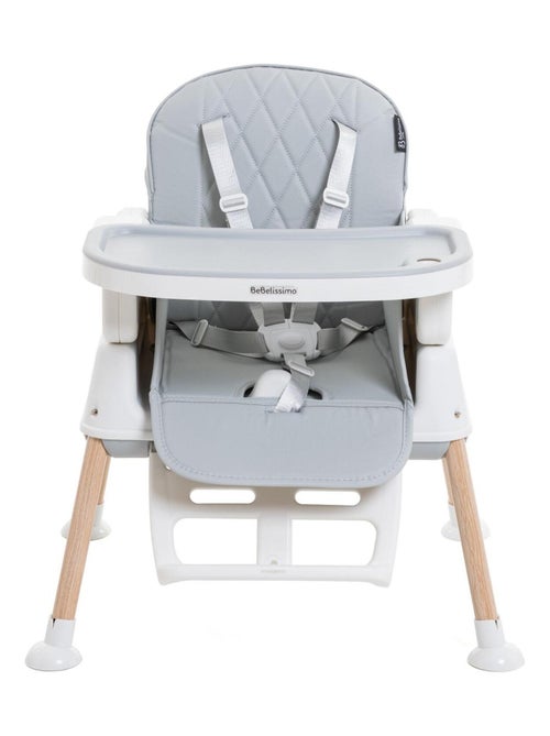 Chaise Haute Bébé Evolutive - Réglable - dès 6 mois jusqu’à 20kg – 5 modes - gris - Kiabi