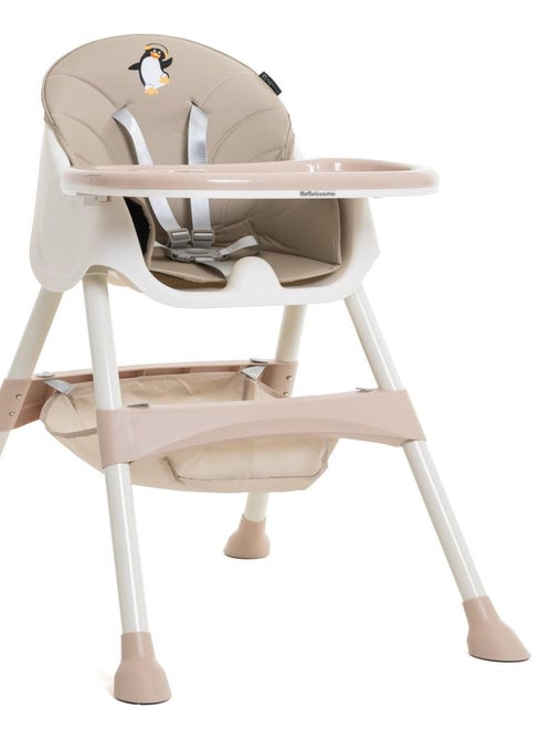 Chaise Haute Bébé Evolutive -dès 6 mois jusqu’à 20kg -Disco Pinguin - hauteur réglable - beige - Kiabi