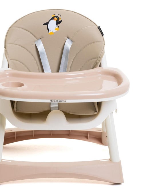 Chaise Haute Bébé Evolutive -dès 6 mois jusqu’à 20kg -Disco Pinguin - hauteur réglable - beige - Kiabi