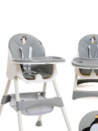 Chaise Haute Bébé Evolutive -dès 6 mois jusqu’à 20kg -Disco Pinguin - hauteur réglable - gris