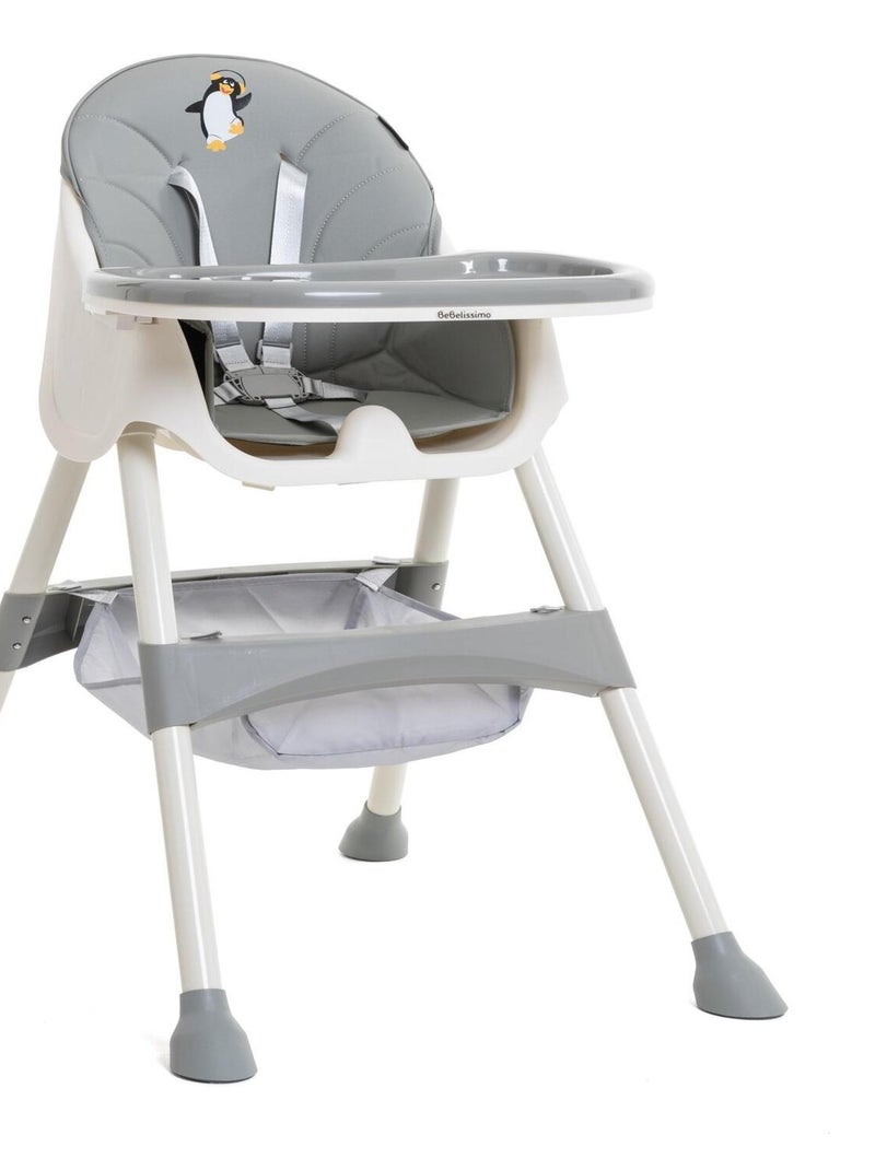 Chaise Haute Bébé Evolutive -dès 6 mois jusqu’à 20kg -Disco Pinguin - hauteur réglable - gris Gris - Kiabi