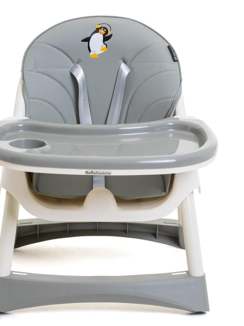 Chaise Haute Bébé Evolutive -dès 6 mois jusqu’à 20kg -Disco Pinguin - hauteur réglable - gris Gris - Kiabi