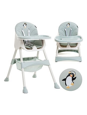 Chaise Haute Bébé Evolutive -dès 6 mois jusqu’à 20kg -Disco Pinguin - hauteur réglable - vert - Kiabi