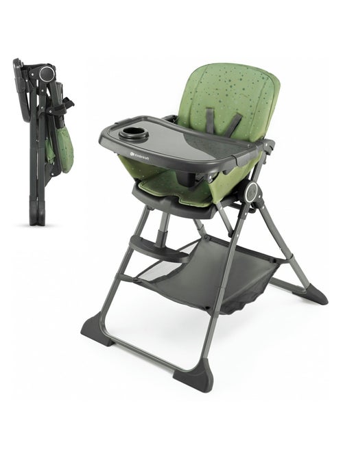 Chaise Haute Bébé Kinderkraft FOLDEE pliable compacte dossier réglable plateau amovible double repas - Kiabi Chaise Haute Bébé Kinderkraft FOLDEE pliable compacte dossier réglable plateau amovible double repas - Kiabi