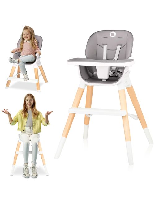 Chaise haute bébé LIONELO Mona -  Jusqu'à 75kg - Grandit avec votre enfant - Construction en bois - Kiabi