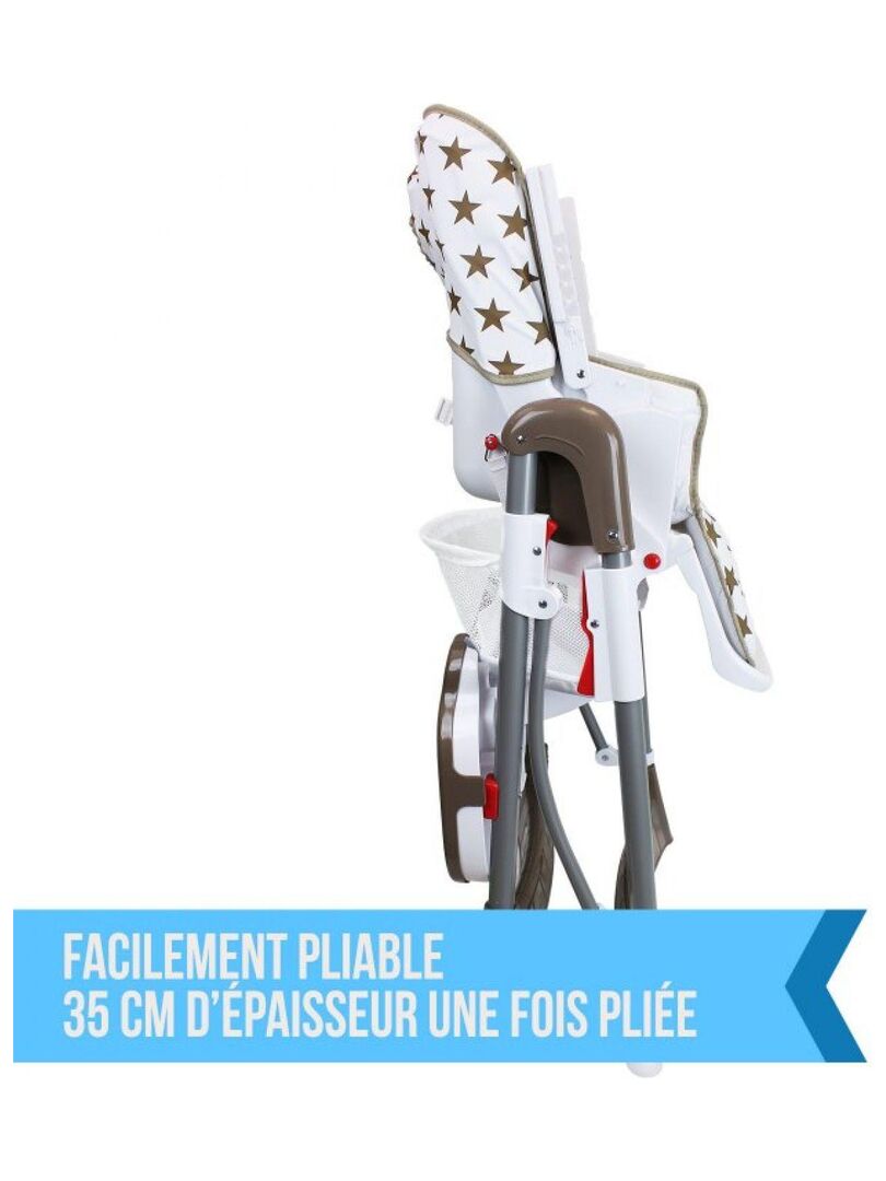 Chaise haute bébé, pliable, réglable hauteur, dossier et tablette - Ptite  Perle - Monsieur Bébé - Rouge - Kiabi - 79.90€
