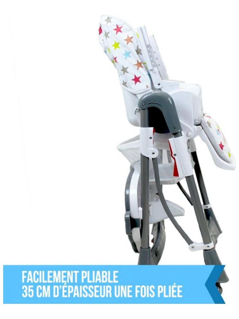 Chaise haute bébé pliable réglable hauteur, dossier et tablette - ptit  Monsieur Bebe