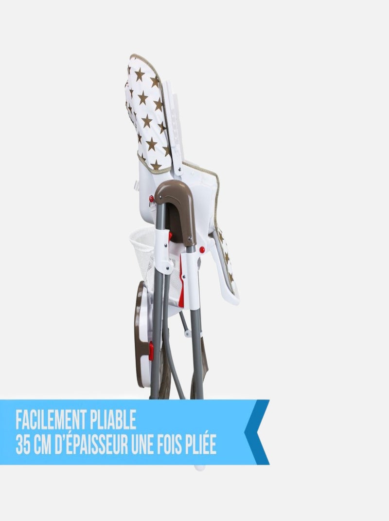 Chaise haute bébé pliable réglable hauteur dossier tablette - Ptit - Celeste - Monsieur Bébé Beige - Kiabi