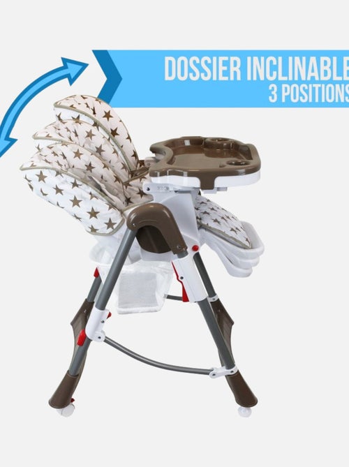 Chaise haute bébé pliable réglable hauteur dossier tablette - Ptit - Celeste - Monsieur Bébé - Kiabi