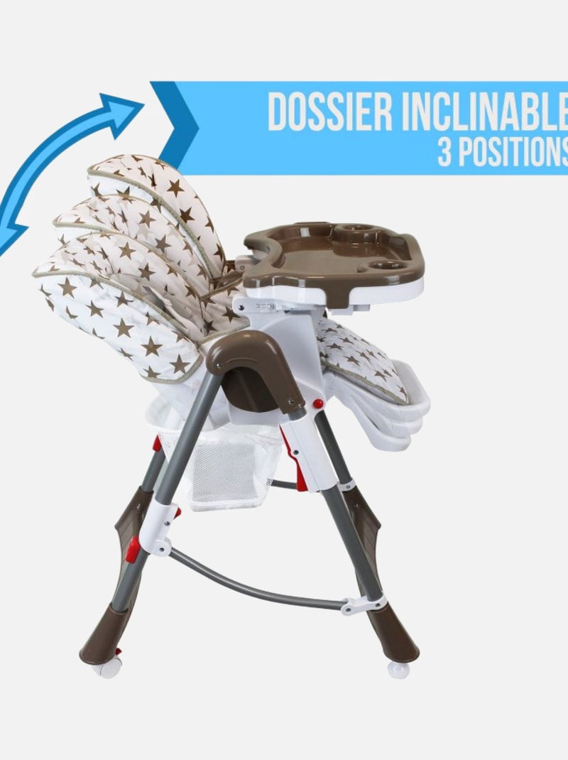 Chaise haute bébé pliable réglable hauteur dossier tablette - Ptit - Celeste - Monsieur Bébé Beige - Kiabi