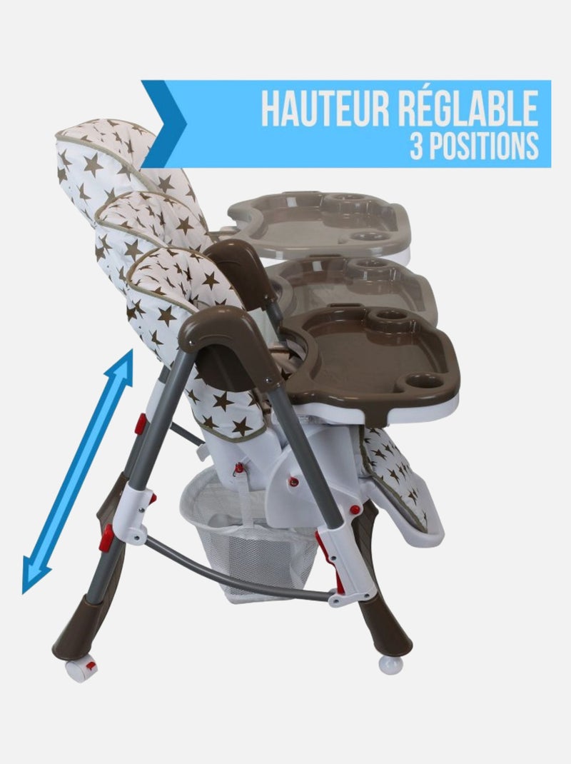 Chaise haute bébé pliable réglable hauteur dossier tablette - Ptit - Celeste - Monsieur Bébé Beige - Kiabi