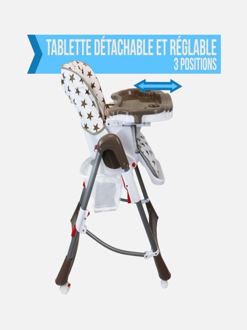 Chaise haute bébé pliable réglable hauteur dossier tablette - Ptit - Celeste - Monsieur Bébé - Kiabi