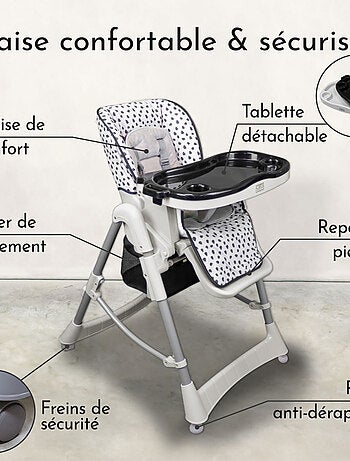 Chaise haute bébé pliable réglable hauteur dossier tablette - Ptit - Stella - Monsieur Bébé