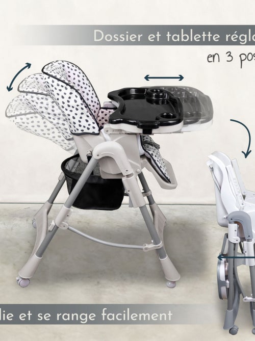 Chaise haute bébé pliable réglable hauteur dossier tablette - Ptit - Cléo - Monsieur Bébé - Kiabi