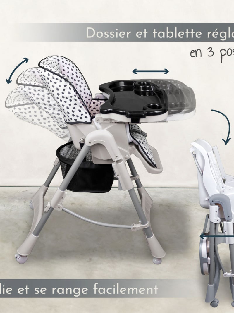 Chaise haute bébé pliable réglable hauteur dossier tablette - Ptit - Cléo - Monsieur Bébé Noir - Kiabi